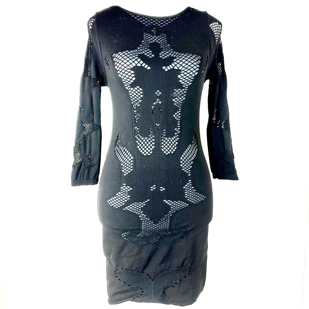 Free People Black Midi Dress with Gray reveal